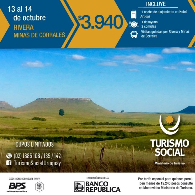 Nueva salida programa Adultos Mayores y Trabajadores: Rivera y Minas de Corrales: 13 al 14 de octubre