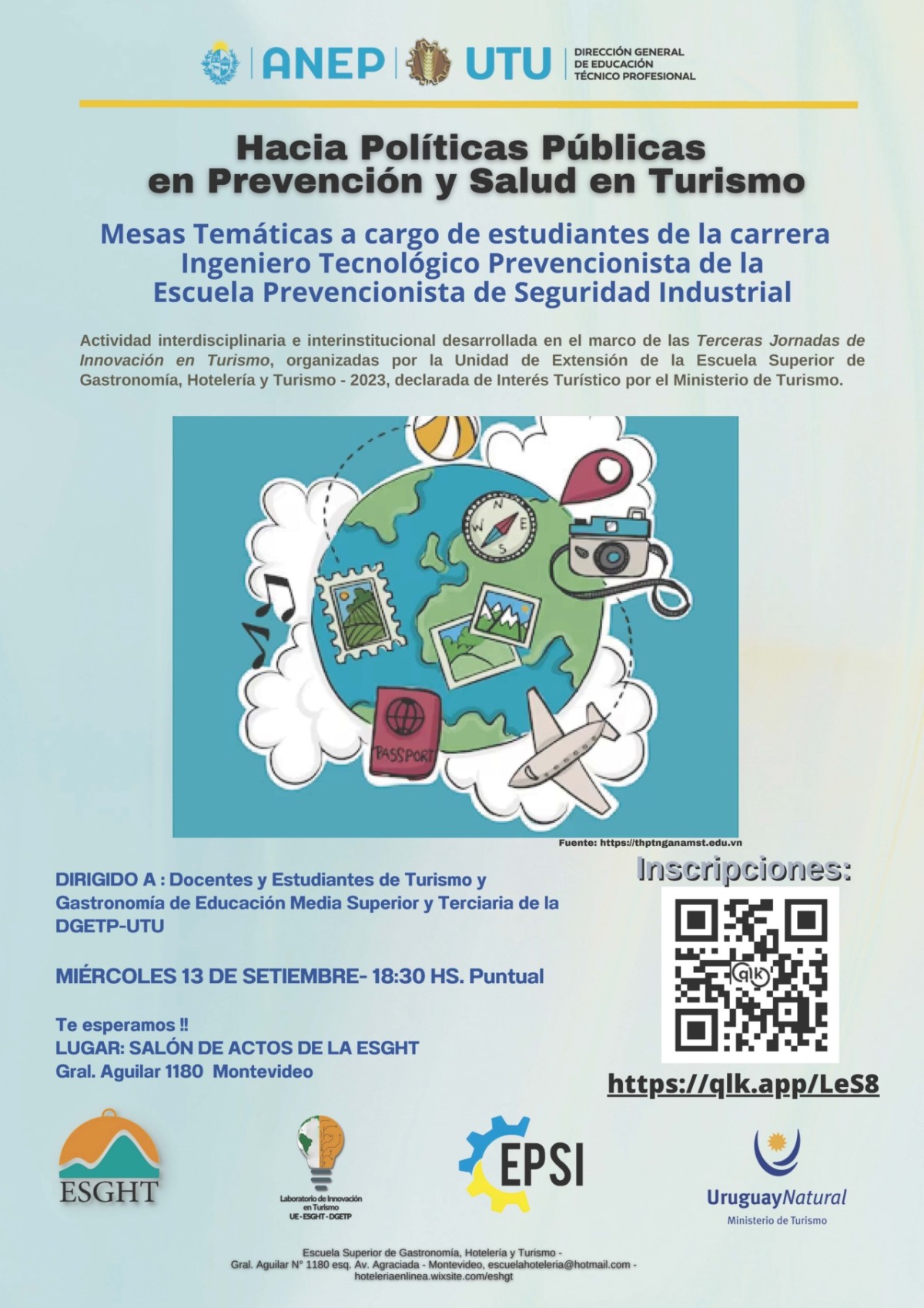 ANEP UTU invita a mesas temáticas sobre Salud en Turismo