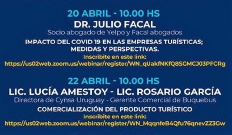 Los dos pr&oacute;ximos webinars de la CAMTUR son el 20 y el 22 de abril